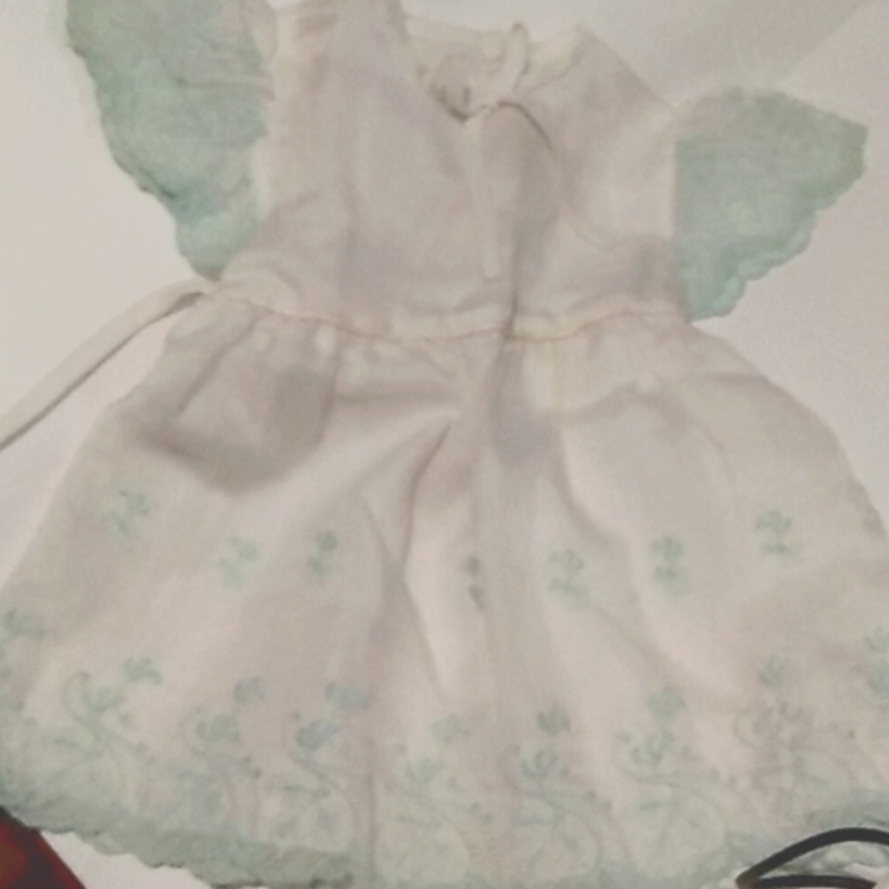 Vintage baptism dress turquoise and white size 2T